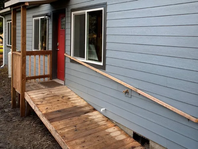 Cedar ramp to a small deck