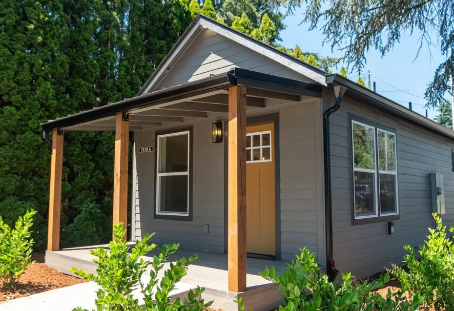 Shed covered porch on a gable-roof Wolf home