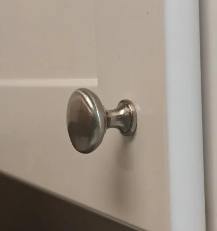 Brushed-nickel cabinet knob