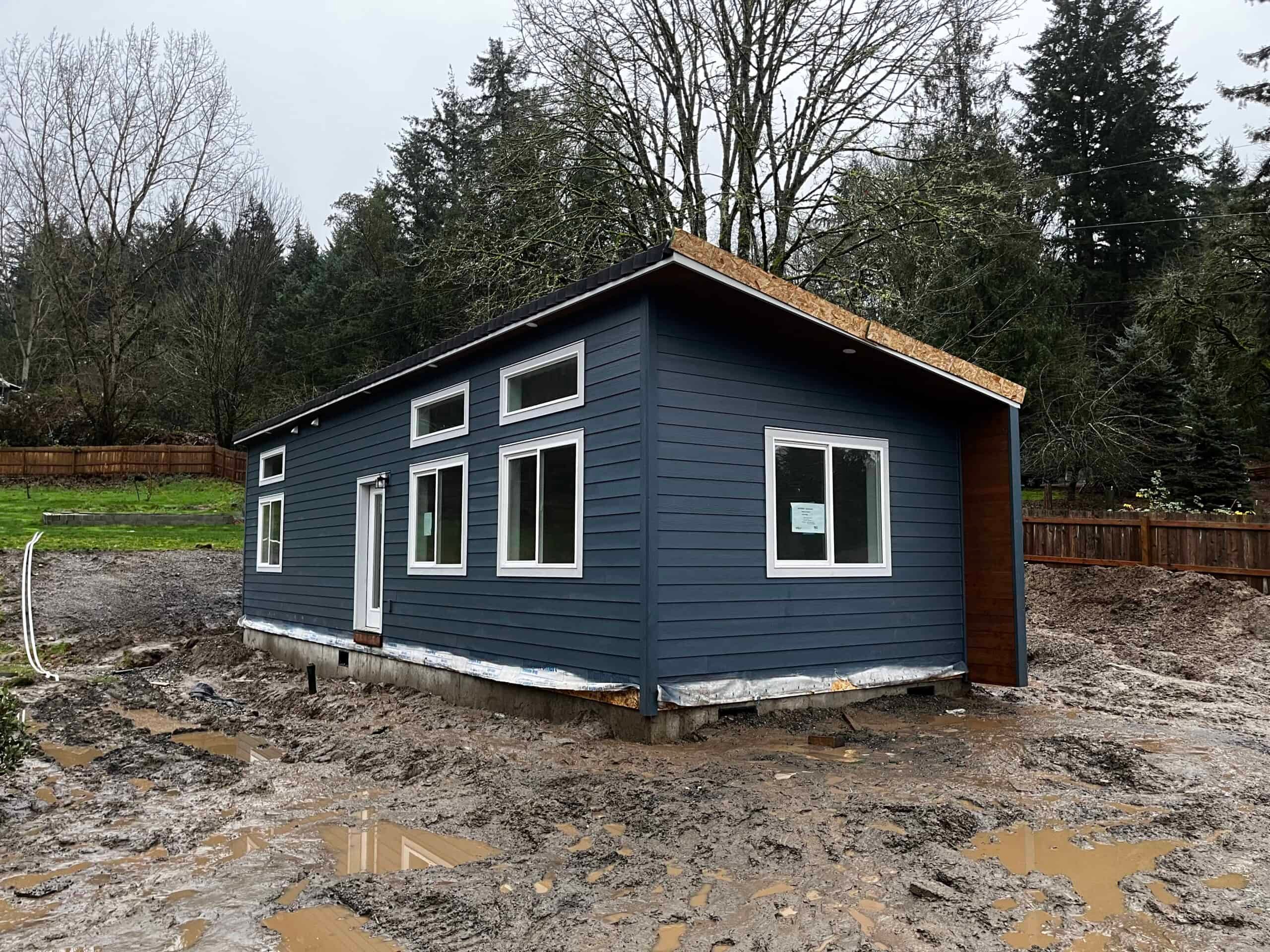 A finished Wolf modular home on its site