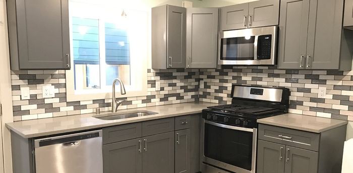Premium gray L-shaped kitchen