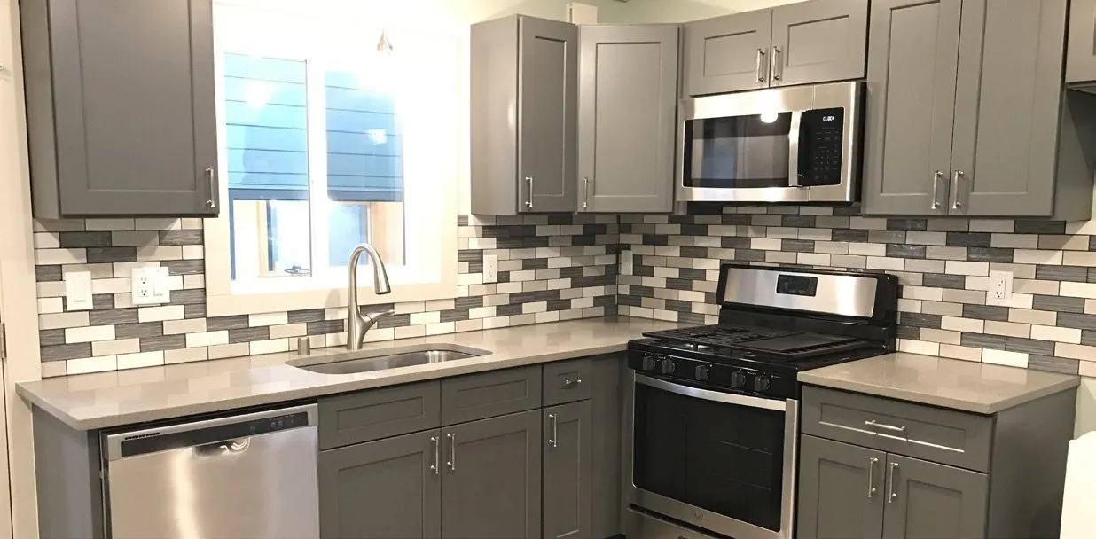 Premium gray L-shaped kitchen
