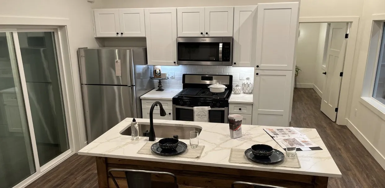 Premium white kitchen with an island