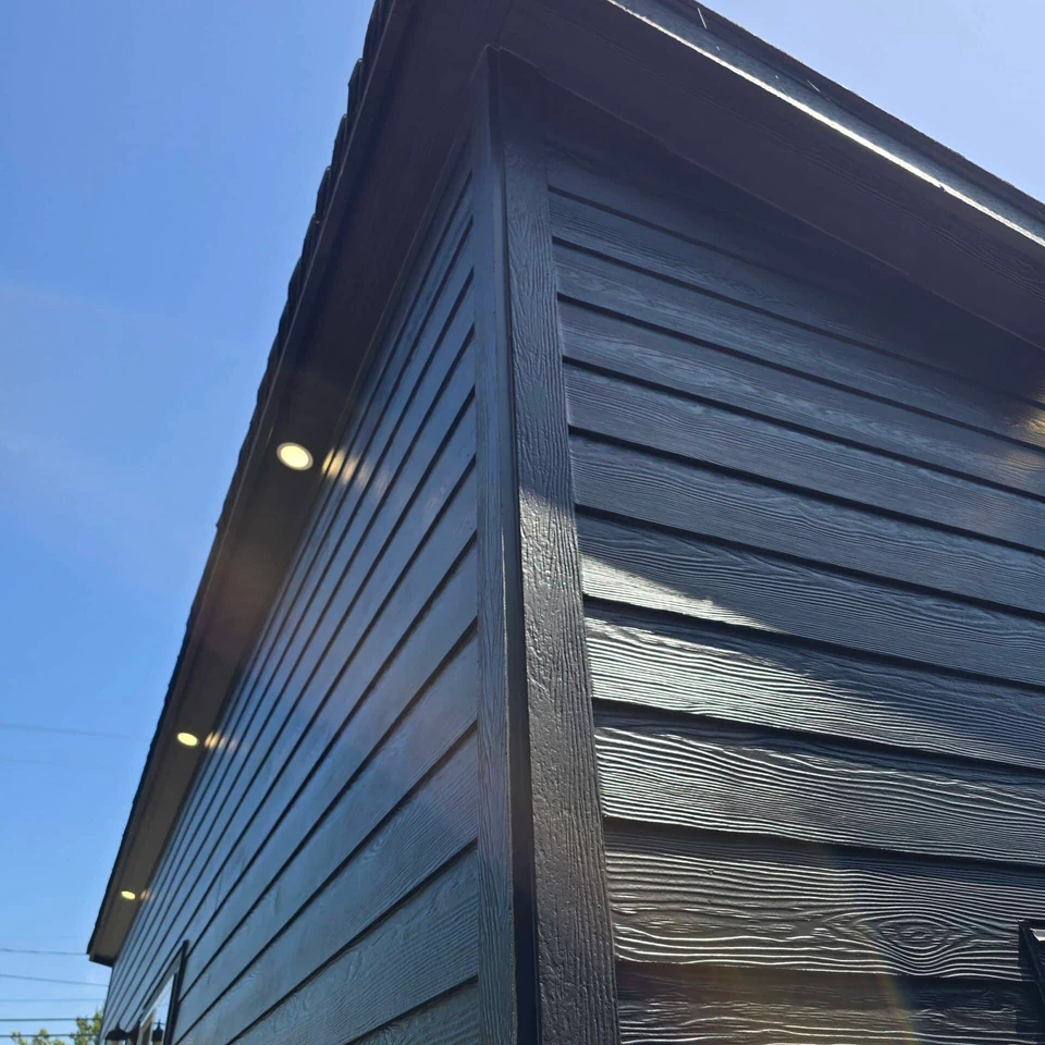 Looking Up at Soffit Lights from Corner of Wolf Model B home.