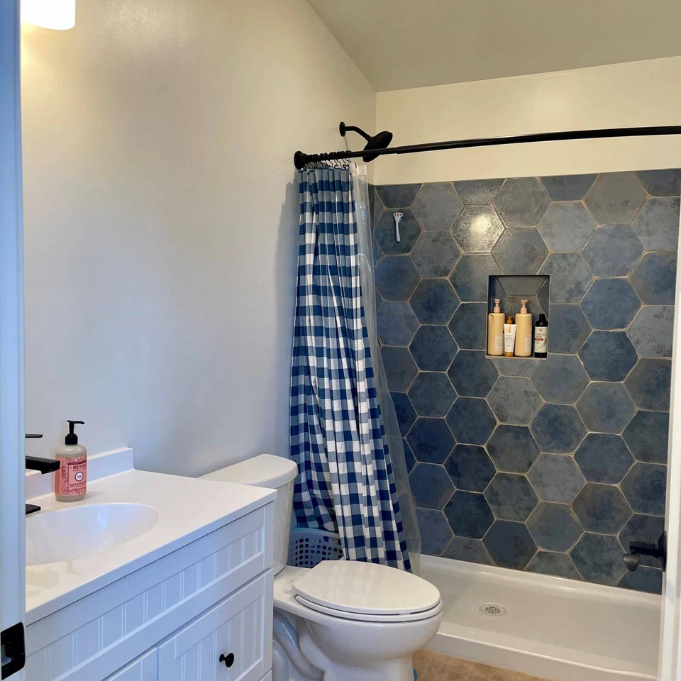 Custom tile shower in a Wolf Model E home