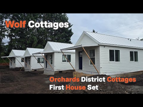 Sliding a house onto a foundation (Orchards)