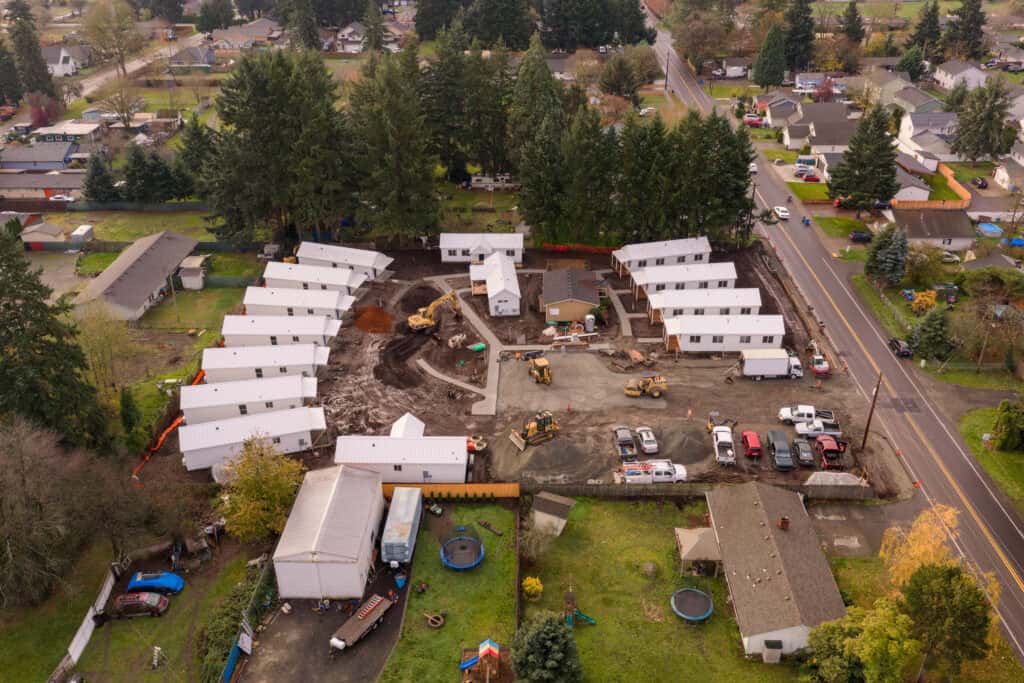Drone Shot of Orchards District Cottages Under Construction 6