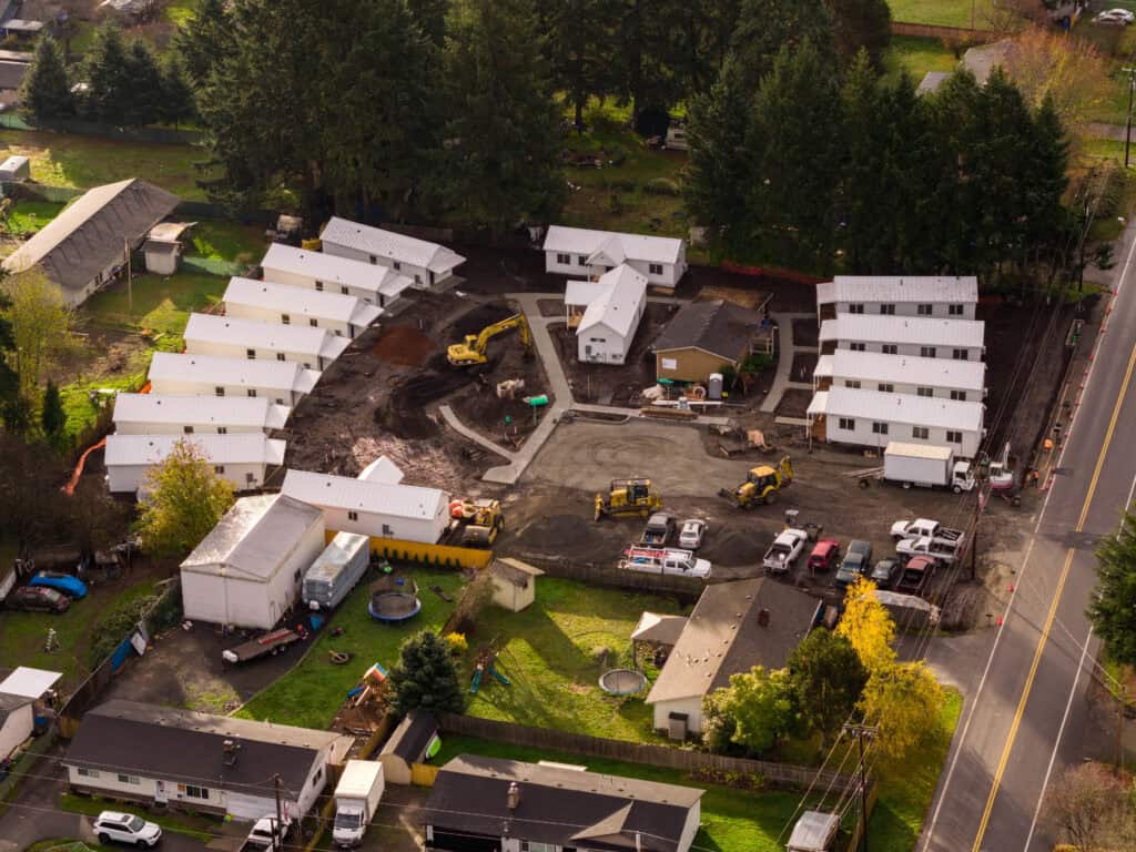 Drone Shot of Orchards District Cottages Under Construction 5