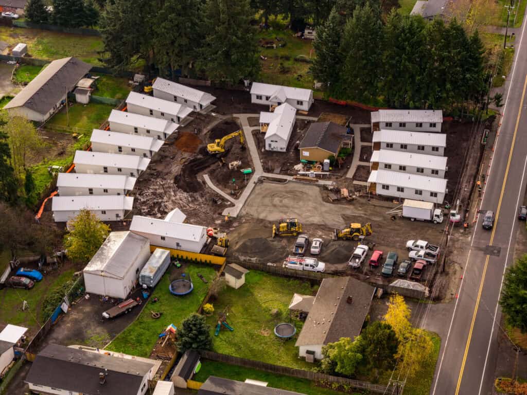 Drone Shot of Orchards District Cottages Under Construction 4