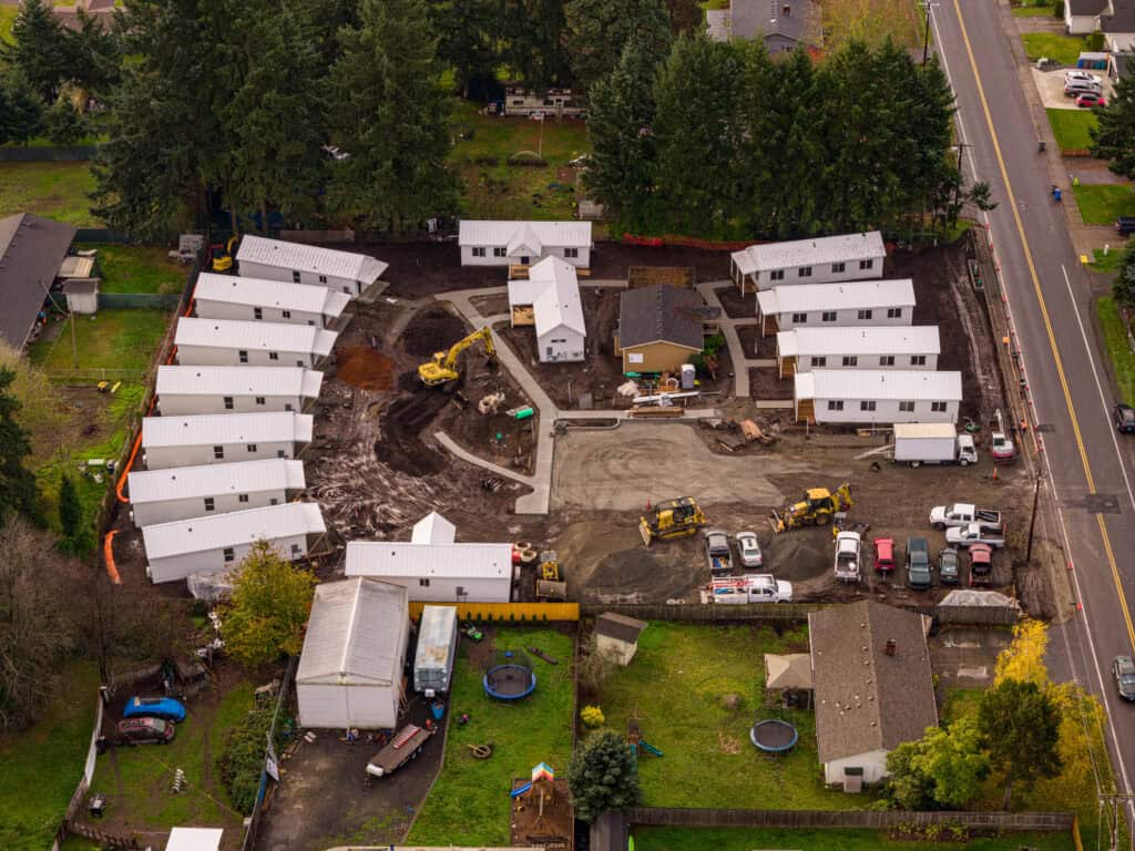 Drone Shot of Orchards District Cottages Under Construction 3