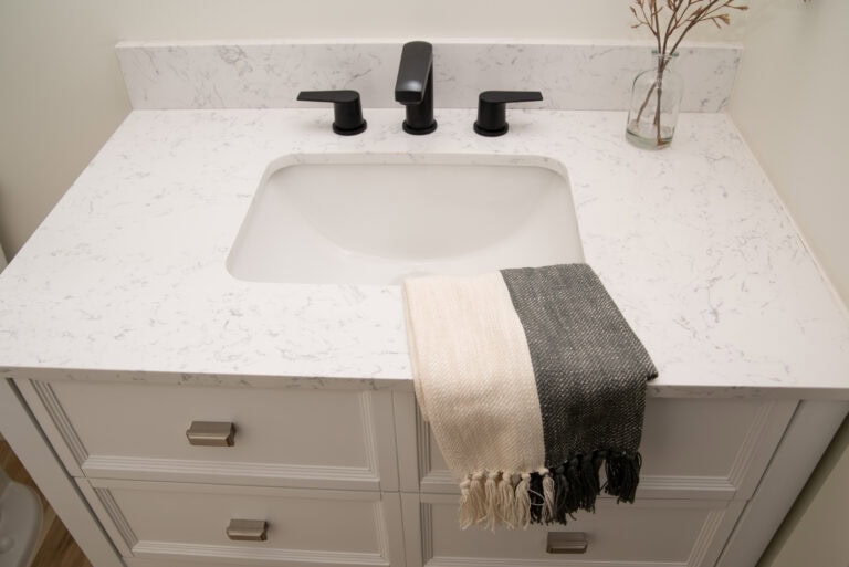 Bathroom vanity in a Wolf Model F home.