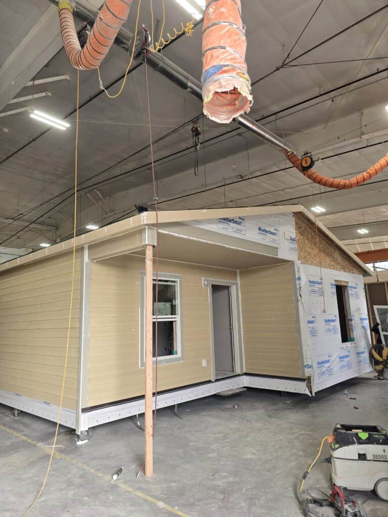 Wolf's second Model L home in progress on the factory floor.