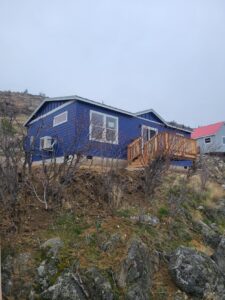 Blue and White Wolf Model J Modular Home on Lake Chelan